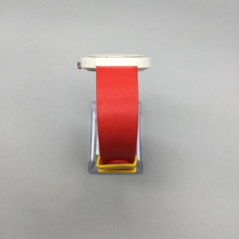 Coca-Cola Coke Mens Watch 35mm Multicolor Logo Dial Red Rubber New Battery